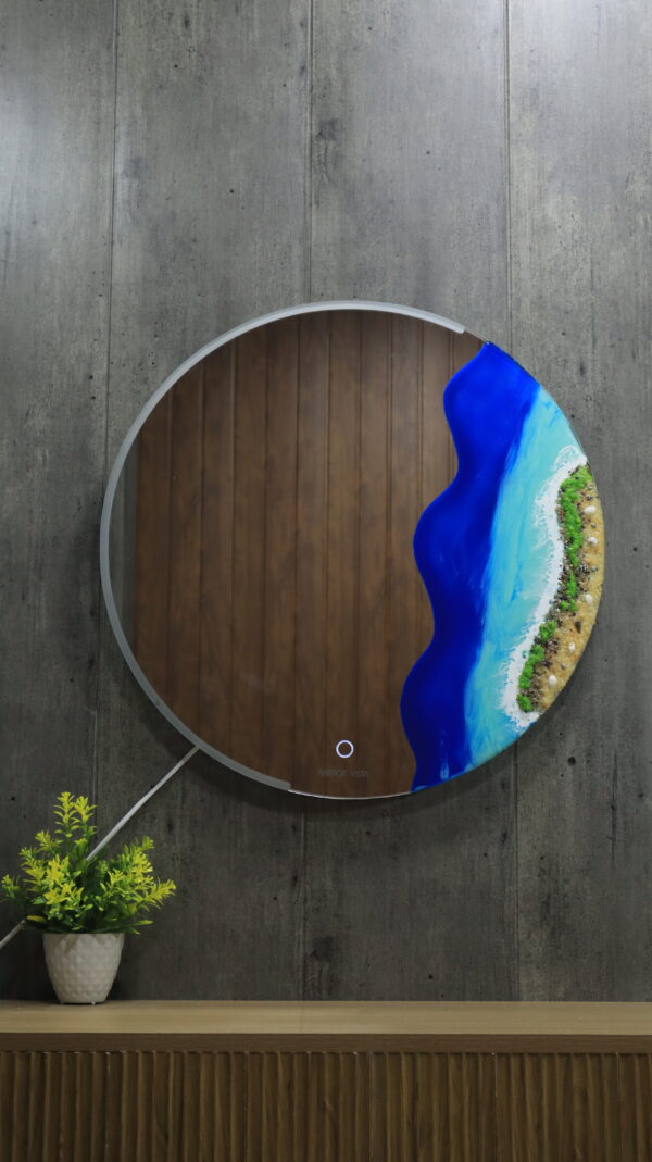 Coastal Serenity Resin LED Mirror – 24x24 - Image 5