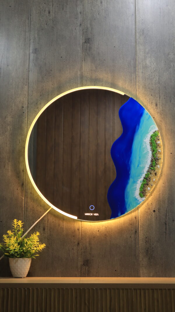 Coastal Serenity Resin LED Mirror – 24x24