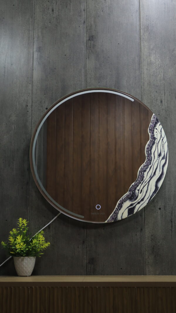 Marble Vein Geode Resin LED Mirror – 24x24 - Image 5