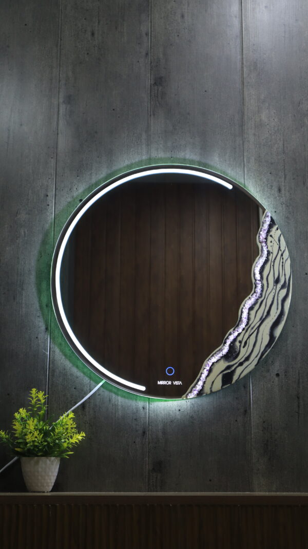 Marble Vein Geode Resin LED Mirror – 24x24