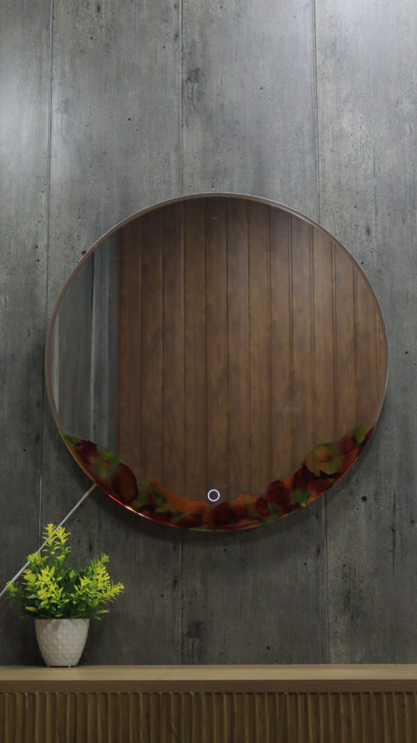 Amber Glow Resin LED Mirror – 24x24 - Image 4