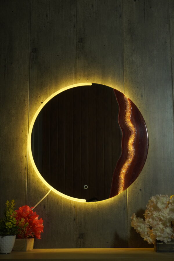 Celestial Glow Resin Art LED Mirror – 24x24