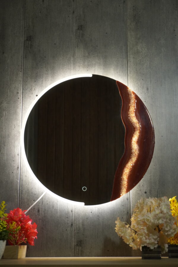 Celestial Glow Resin Art LED Mirror – 24x24 - Image 3