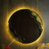 Golden Glow Resin Art LED Mirror – 24x24