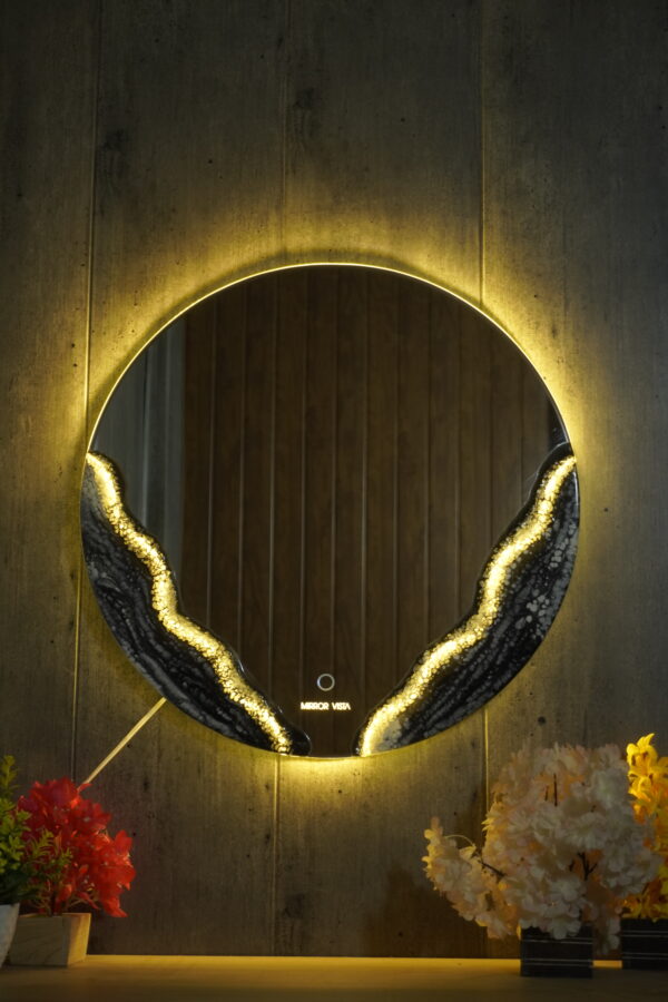 Lunar Glow Resin Art LED Mirror – 24x24 - Image 2