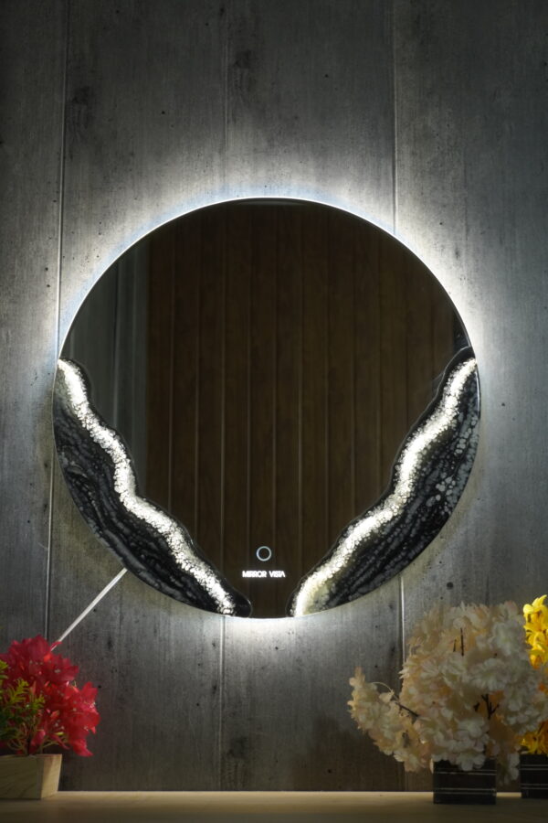 Lunar Glow Resin Art LED Mirror – 24x24 - Image 4