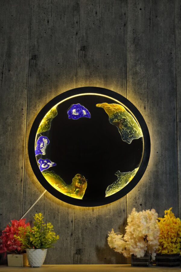 Ethereal Earth Resin Art LED Mirror – 24x24