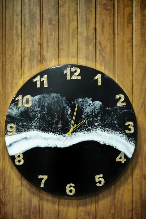 Midnight Wave Resin Wall Clock