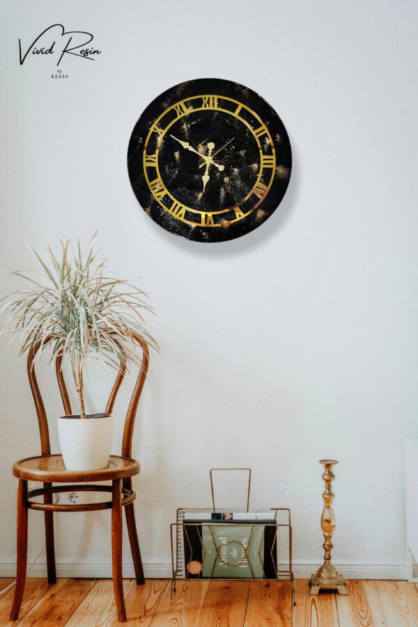 Cosmic Noir Resin Wall Clock – 23x23" - Image 2