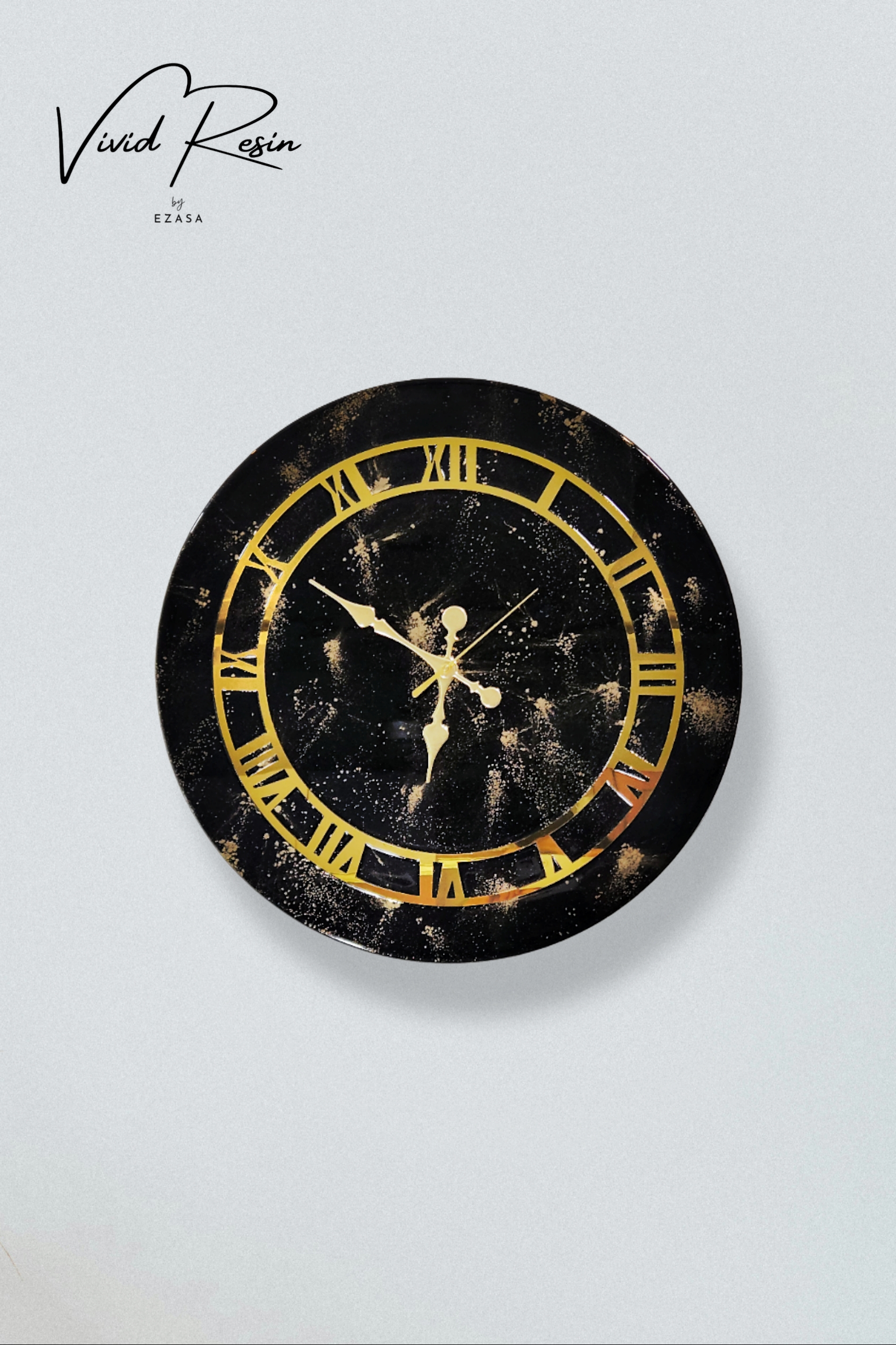 Cosmic Noir Resin Wall Clock – 23×23″