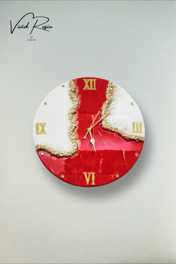 Scarlet Elegance Resin Wall Clock – 23x23"